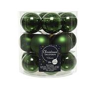 Decoris Lote de 18 bolas de Navidad, de vidrio, 4 cm cada una, pequeñas, verde pino