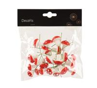 Decoris Setas de mosca en alambre, 2 x 8 cm, espuma, 24 unidades, color | Setas para coronas, arreglos, decoración de setas y manualidades, decoración de setas en alambre, para decoración navideña