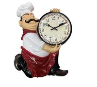 DECORLIFE Reloj de Pared de Chef, decoración Colgante de Pared, Adorno Creativo Moderno, Reloj de Mesa para Comedor, Bar, Cocina, panadería, decoración del