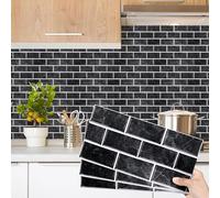 Decoroom Azulejos Autoadhesivos Negro 15x30cm/24Pcs
