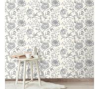 Decotalk Papel Pintado Flores Peonía Beige Vintage Vinilo 44.5X300cm Papel Pintado Autoadhesivo Flores Rollo Vinilos Autoadhesivo Vinilo Adhesivo Muebles pared Salon Floral Fotomurales Decorativos