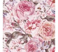 Decotalk Papel Pintado Flores Rosa Vintage 44.5X300cm Extraíble Papel Pintado Autoadhesivo Flores Rollo Vinilo Adhesivo Vinilo Adhesivo Muebles pared Salon Floral Fotomurales Decorativos Dormitorio