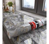 Decotalk Papel Vinilo Adhesivo Muebles Efecto Marmol Gris Dorado 60X500cm Vinilo Encimera Cocina Impermeable Papel Pintado Autoadhesivo Pared Gris Revestimiento de Paredes Rollo Mesa Bano Removible