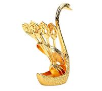 Decumeby Juego de Soporte para Cucharas de café con Base de Cisne, 6 uds., Cucharas de Postre de Metal con Soporte Elegante para Estación de Cocina, Cafetería, Bar, Mesa de Fiesta (GOLD)