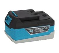 Dedra - Batería de Litio de 18 V, 5 Ah, Compatible con Herramientas Dedra, sin Efecto Memoria, con indicador de Carga LED, Parte Inferior de Goma, Peso 0,7 kg