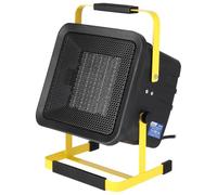 DEDRA Calefactor eléctrico PTC 3,0 kW, cuadrado, negro, con soporte, elemento calefactor cerámico, termostato, protección contra sobrecalentamiento, tres modos de funcionamiento, ángulo ajustable