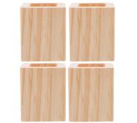 DEEPCRAFF 4 Piezas Tacos de Madera para Subir Muebles, Cubos Khaki
