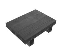 DEEPCRAFF Taburete Madera Negro, Compacto y Rectangular para Adultos | Reposapiés Rústico de Apoyo Firme, Bordes Redondeados y Base Antideslizante, para Patio y Entrada