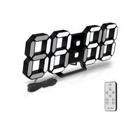 Deeyaple Reloj de Pared Digital LED 3D Pequeño Despertador 25.2CM 12/24 Horas Temperatura Fecha Visualización Hora Memoria Función Snooze Luz Nocturna Brillo Ajustable Control Remoto Nigro