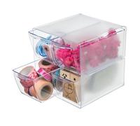 Deflecto Organizador de cubos apilables, organizador de escritorio y manualidades, 4 cajones, transparente, cajones y separadores extraíbles, 6 pulgadas de ancho x 6 pulgadas de alto x 7 1/8 pulgadas