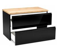 .Deftrans - Armario de baño colgante 80 x 50 cm negro - armario de baño colgante con 2 cajones Soft Close - Mueble de baño para baños pequeños con tapa de roble - moderno armario de baño