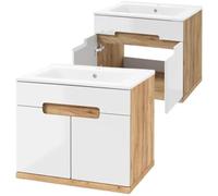.Deftrans Armario de Baño Domodomo con Lavabo, 60 x 51 x 45 cm, Blanco, Colgante, Juego de Cerámica