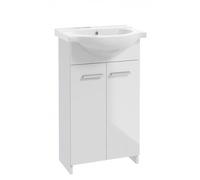 .Deftrans Domodomo - Mueble de baño con Lavabo, 85 x 45 x 26 cm, Color Blanco, Lavabo de cerámica, Armario de pie para baño pequeño