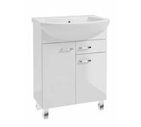 .Deftrans Domodomo - Mueble de baño con lavabo, 86 x 65 x 30 cm, color blanco, conjunto de lavabo de cerámica, armario de pie con cajón