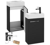 .Deftrans Domodomo Mueble de Baño con Lavabo - Armario de Pared 40x60x21.3cm - Juego de Cerámica para Baño Pequeño o de Visitas