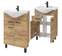 .Deftrans Domodomo - Mueble de baño con Lavabo de 85 x 52 x 29 cm, Lavabo con Mueble - Mueble de baño con Lavabo, Mueble Lavabo con pie Lavabo Fondo reducido, Armario bajo Madera