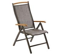 Dehner Calais - Silla Plegable, Aprox. 110 x 70 x 61 cm, Tela, Aluminio y Madera de Teca FSC, Color Antracita