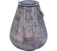 Dehner Farol solar Scala, diámetro de 20 cm, altura de 25 cm, metal y plástico, color blanco cálido, gris/plata