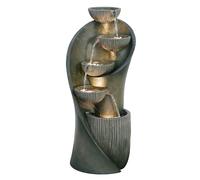 Dehner Fuente de jardín Atlas, Resistente a Las heladas, para Exteriores, con iluminación LED, Aprox. 97 x 43,5 x 43,5 cm, poliresina, Gris