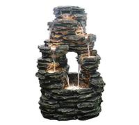 Dehner Fuente de jardín Salto con iluminación LED, Aprox. 99 x 63,5 x 50 cm, poliresina, Gris