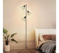 Dehobo Lámpara de Pie Salón LED Modernas Lámpara de Pie Lectura Industriales Regulables Negra E27 Lámpara de Pie Vintage con 3 Luces y Trípode Lámpara de Pie Alta para Sala de Estar y Dormitorio