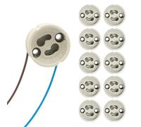 DEIFUA Casquillo GU10 para LED/halógeno, portalámparas de cerámica con cable de silicona de 15 cm, VDE 0-250 V, casquillo de cerámica GU10 para LED, bombilla incandescente, halógena, 10 unidades