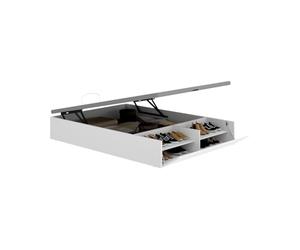 DEKIT Canapé Abatible LAN 135x190 cm Blanco con Zapatero Integrado | Gran Capacidad de Almacenaje | Tapa 3D Transpirable y 4 valvulas de aireación | Pistones Hidráulicos | Reforzado