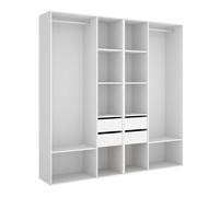 DEKIT Armario vestidor Suit – 4 cajones, 205 x 196 x 45 cm – Blanco/Natural