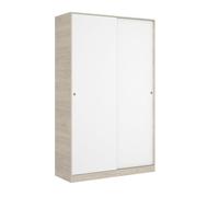Kit Muebles Armario 2 puertas correderas Slide barra y estantes 120x204x50 cm Natural/Blanco Brillo