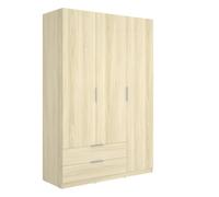Armario para ropa Emax (L x An x Al: 51,4 x 136,6 x 203,5 cm, Roble claro, Número de cajones: 2 ud.)