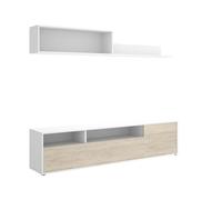 DEKIT GRUPO RIMOBEL BAY - MUEBLE DE SALON COMPACTO TV BAY - 44/28 X 180 X 35 CM - BLANCO / NATURAL
