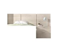 DEKIT GRUPO RIMOBEL BITO - Cabecero de tres plafones con mesita de dos cajones - Natural - 96 x 157 x 34.2