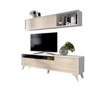 DEKIT GRUPO RIMOBEL BONN - MUEBLE DE SALON COMPACTO TV BONN - 180 X 180 X 41 CM - BLANCO / NATURAL Multicolor