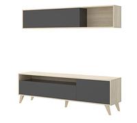 DEKIT GRUPO RIMOBEL Bonn Mueble de TV, Madera de ingeniería, Roble Natural y Grafito, 51x180x41 cm
