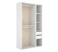 Armario vestidor suit dos barras y 4 compartimentos blanco/natural 205x119,5x45 cm