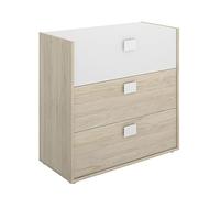 Kit Muebles Cómoda juvenil DINA 3 cajones Blanco/Natural 81x81x41 cm