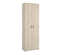 DEKIT Armario zapatero FIT - Madera de ingeniería Roble natural 2 puertas 6 estantes 190x61x35 cm