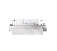 DEKIT GRUPO RIMOBEL HAVANA - CABEZAL DE 3 PLAFONES CON 2 MESITAS DE 2 CAJONES Y ARO DE CAMA 135/140X190 - BLANCO - 96 x 256.8 x 195.4 White