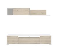 Composición de salón Ken con módulo alto y mueble de TV blanco/natural White/natural