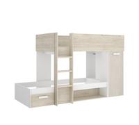 DEKIT GRUPO RIMOBEL KOS - CAMA TREN PARA DORMITORIO - BLANCO / NATURAL ALISTONADO - 150 x 245.8 x 111.7 Multicolor