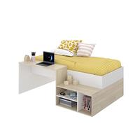 Kit Muebles Cama individual DEKIT GRUPO RIMOBEL KRIC Melamina Roble Natural y Blanco con escritorio