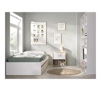 DEKIT GRUPO RIMOBEL LAGO PACK - CONJUNTO DE CAMA NIDO CON 2 CAJONES, MESITA DE NOCHE Y ARMARIO VESTIDOR - BLANCO / NATURAL Multicolor