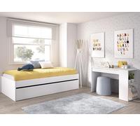 DEKIT GRUPO RIMOBEL LAGO PACK - Conjunto de cama nido con arrastre y mesa escritorio - BLANCO