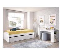 DEKIT GRUPO RIMOBEL LAGO PACK - CONJUNTO DE CAMA NIDO CON ARRASTRE Y MESA ESCRITORIO - BLANCO White