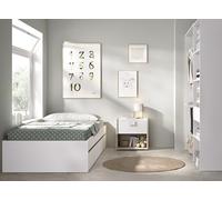 DEKIT GRUPO RIMOBEL LAGO PACK - Conjunto de cama nido con dos cajones, mesita de noche y armario vestidor - BLANCO