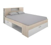 Kit Muebles Cama compacta Lanka cabecero estantería 95x147x219 cm Natural/Blanco