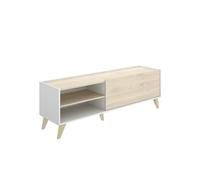 Kit Muebles Módulo TV Ness bajo – Tableros de partículas, puerta abatible Blanco/Natural