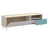Dekit Mueble TV NOVA con Cajón y Puerta - 47x155x43 - Natural/Gris/Esmeralda