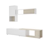 Kit Muebles Composición Salón TV Dekit OBI Flexible 180x180/230x41 Blanco Brillo Natural