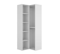 Kit Muebles Armario vestidor Suit rinconero con trasera reversible Blanco/Natural 205x84,5x84,5 cm
